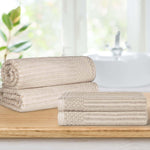 Cotton Ribbed Textured Bath Sheet & Towel Set 4-Piece - Soho