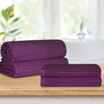 Cotton Ribbed Textured Bath Sheet & Towel Set 4-Piece - Soho