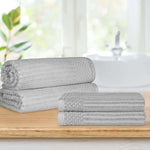 Cotton Ribbed Textured Bath Sheet & Towel Set 4-Piece - Soho