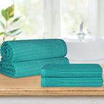 Cotton Ribbed Textured Bath Sheet & Towel Set 4-Piece - Soho