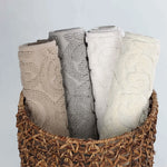 Venere Floral Scroll Textured Washable Bath Rugs, Set of 2