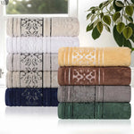 Sadie Zero Twist Cotton Elegant Floral Motif Absorbent Jacquard 6 Piece Towel Set