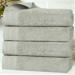 Honeycomb Textured Border Cotton Luxury Bath Towels, Set of 4