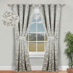 Blackout Window Curtains Leaves Pattern Room Darkening Set of 2