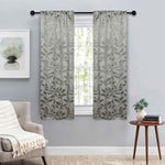 Leaves Room Darkening Washable Blackout Curtain Panels, Set of 2