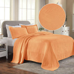 Lightweight Cotton Bedspread Sets 3-Piece Geometric Fret Jacquard Matelassé