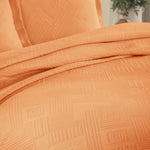 Lightweight Cotton Bedspread Sets 3-Piece Geometric Fret Jacquard Matelassé