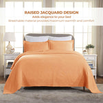 Lightweight Cotton Bedspread Sets 3-Piece Geometric Fret Jacquard Matelassé