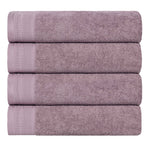Honeycomb Textured Border Cotton Luxury Bath Towels, Set of 4
