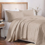 100% Cotton Matelassé Bedspread Set Lightweight Celtic Wedding Ring Jacquard (3-Piece)