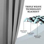 Blackout Window Curtains Solid Room Darkening Washable Set of 2
