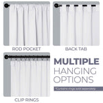 Blackout Window Curtains Solid Room Darkening Back Tab Set of 2