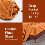 100% Cotton Flannel Sheets Set - Solid Deep Pocket Bed Sheet Set