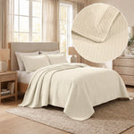 Lightweight Cotton Bedspread Sets 3-Piece Diamond Jacquard Matelassé