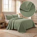 Lightweight Cotton Bedspread Sets 3-Piece Diamond Jacquard Matelassé