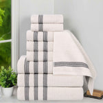 Superior Brea Zero Twist Cotton Ribbed Geometric 9 Piece Towel Set