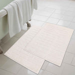 Superior Nora Cotton Thick Solid Checkered Washable Bath Mat Set of 2