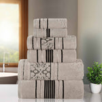 Superior Zero Twist Cotton Solid and Jacquard Floral 6 Piece Towel Set