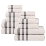 Superior Brea Zero Twist Cotton Ribbed Geometric 12 Piece Towel Set