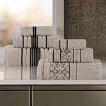 Superior Zero Twist Cotton Solid and Jacquard Floral 6 Piece Towel Set
