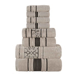 Superior Zero Twist Cotton Solid and Jacquard Floral 8 Piece Towel Set