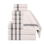 Superior Brea Zero Twist Cotton Ribbed Geometric 9 Piece Towel Set