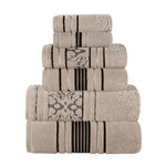 Superior Zero Twist Cotton Solid and Jacquard Floral 6 Piece Towel Set
