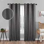 Blackout Window Curtains Zuri Textured Waves Room Darkening Set of 2