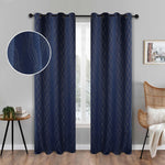 Blackout Window Curtains Zuri Textured Waves Room Darkening Set of 2