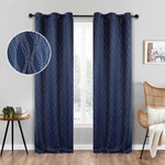 Blackout Window Curtains Zuri Textured Waves Room Darkening Set of 2