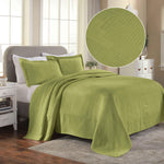 Lightweight Cotton Bedspread Sets 3-Piece Geometric Fret Jacquard Matelassé