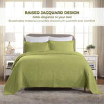 Lightweight Cotton Bedspread Sets 3-Piece Geometric Fret Jacquard Matelassé