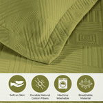 Lightweight Cotton Bedspread Sets 3-Piece Geometric Fret Jacquard Matelassé