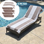 Superior Cabana Striped Cotton Chaise Lounge Chair Cover Set