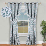 Blackout Window Curtains Leaves Pattern Room Darkening Set of 2