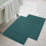 Superior Nora Cotton Thick Solid Checkered Washable Bath Mat Set of 2