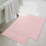 Superior Nora Cotton Thick Solid Checkered Washable Bath Mat Set of 2