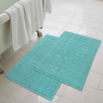 Superior Nora Cotton Thick Solid Checkered Washable Bath Mat Set of 2