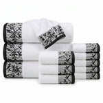 Wisteria Floral Jacquard 12-Piece Cotton Towel Set – Medium Weight Bathroom Towels