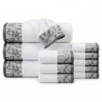 Wisteria Floral Jacquard 12-Piece Cotton Towel Set – Medium Weight Bathroom Towels