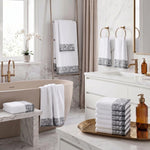 Wisteria Floral Jacquard 12-Piece Cotton Towel Set – Medium Weight Bathroom Towels