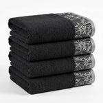 Cotton Floral Jacquard Border Bath Towel Set of 4 - Wisteria