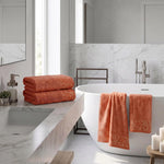 Cotton Floral Jacquard Border Bath Towel Set of 4 - Wisteria