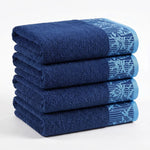 Cotton Floral Jacquard Border Bath Towel Set of 4 - Wisteria