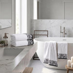 Cotton Floral Jacquard Border Bath Towel Set of 4 - Wisteria