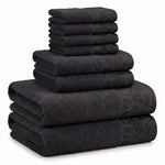 Wisteria Floral Jacquard 8-Piece Cotton Towel Set – Medium Weight Bathroom Towels