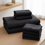 Wisteria Floral Jacquard 8-Piece Cotton Towel Set – Medium Weight Bathroom Towels