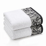 Wisteria Floral Jacquard Cotton Bath Towels – Absorbent Medium Weight Full Body Towels