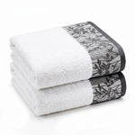 Wisteria Floral Jacquard Cotton Bath Towels – Absorbent Medium Weight Full Body Towels