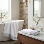 Wisteria Floral Jacquard Cotton Bath Towels – Absorbent Medium Weight Full Body Towels